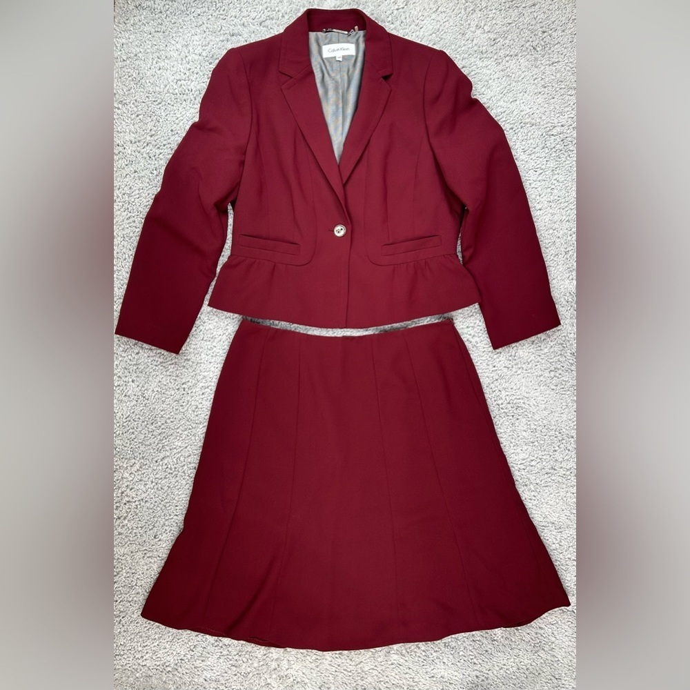 Calvin Klein Burgundy Skirt Set